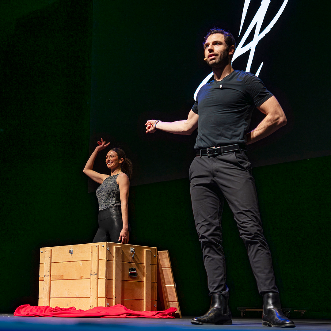 David Anthony and His Assistant Show Off Box